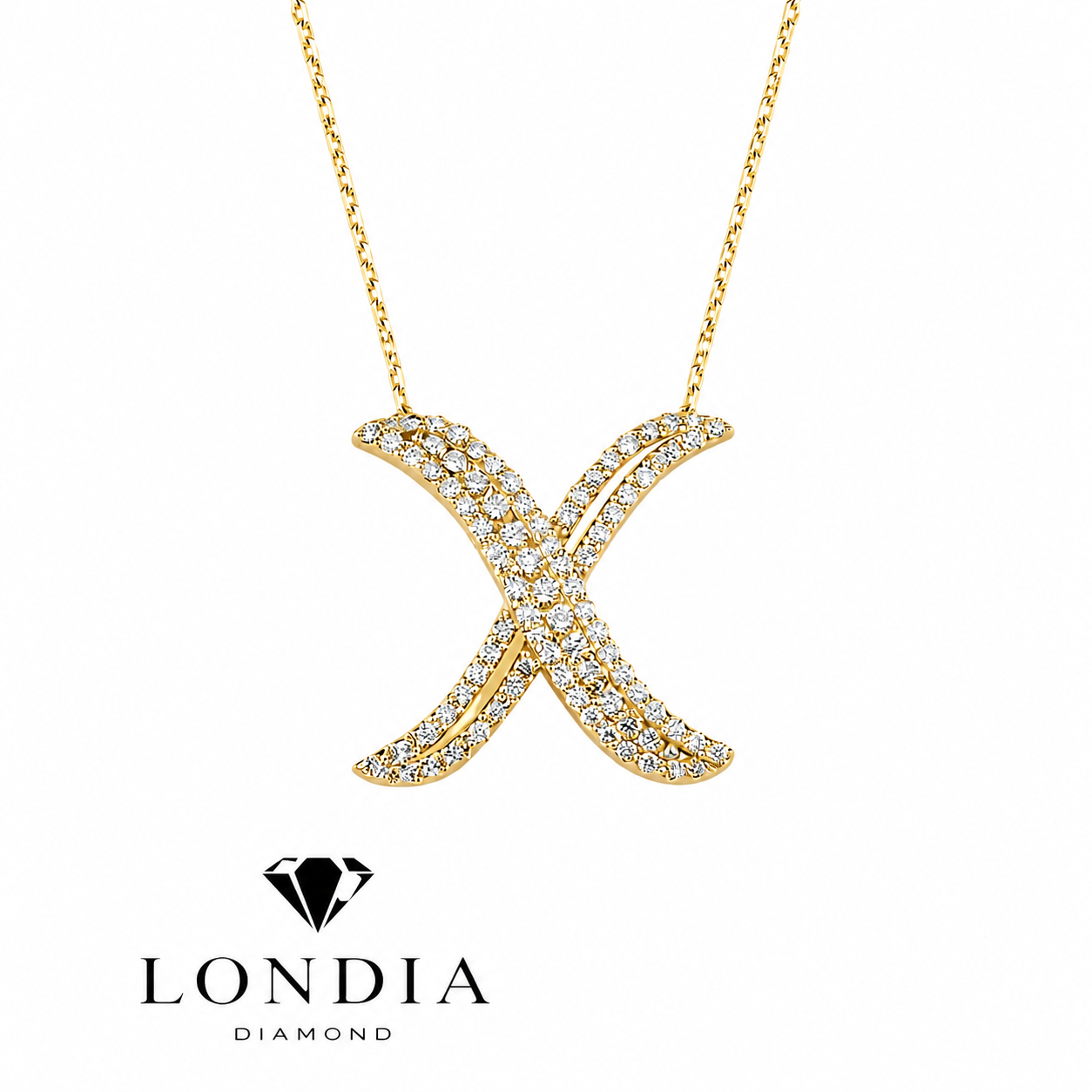 Personalized Royal X Initial 0.60 Carat Natural Diamond Necklace