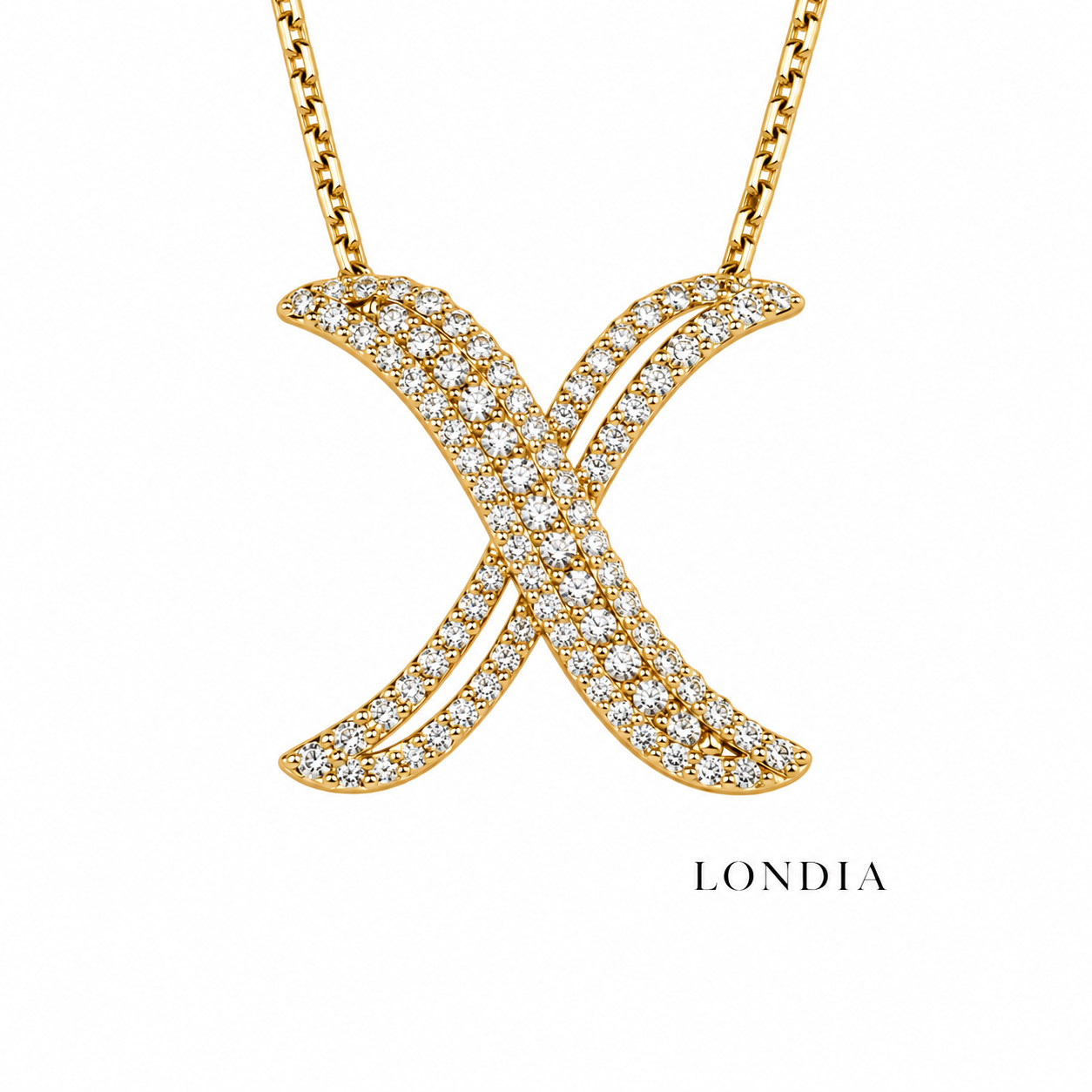 Personalized Royal X Initial 0.60 Carat Natural Diamond Necklace