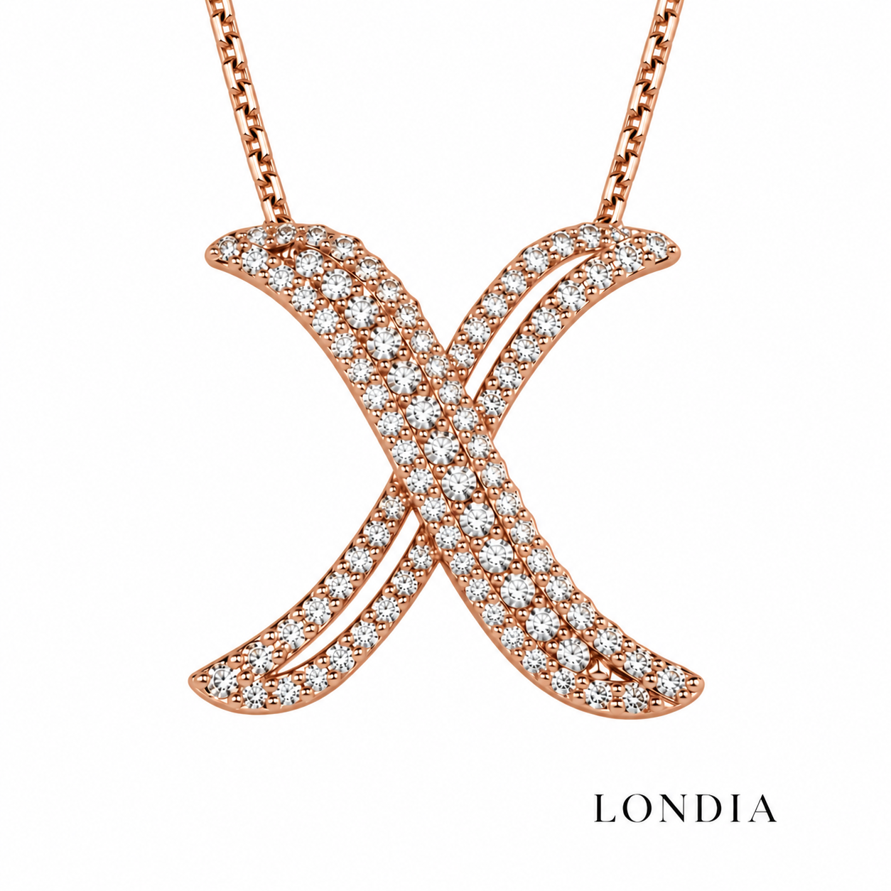 Personalized Royal X Initial 0.60 Carat Natural Diamond Necklace