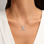 Personalized Royal X Initial 0.60 Carat Natural Diamond Necklace