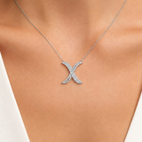 Personalized Royal X Initial 0.60 Carat Natural Diamond Necklace
