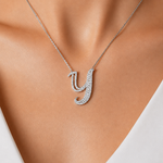 Personalized Royal Y Initial 0.50 Carat Natural Diamond Necklace