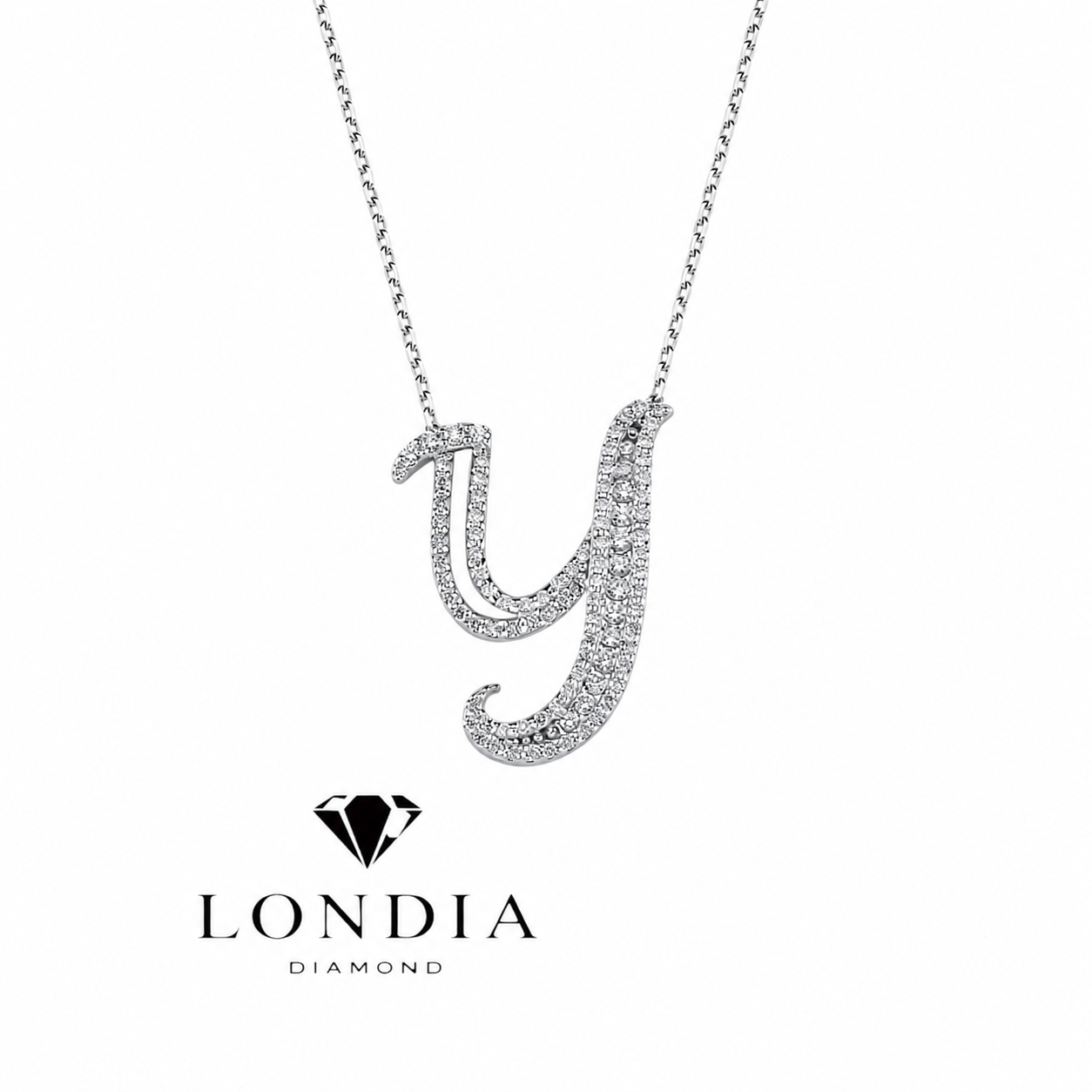 Personalized Royal Y Initial 0.50 Carat Natural Diamond Necklace