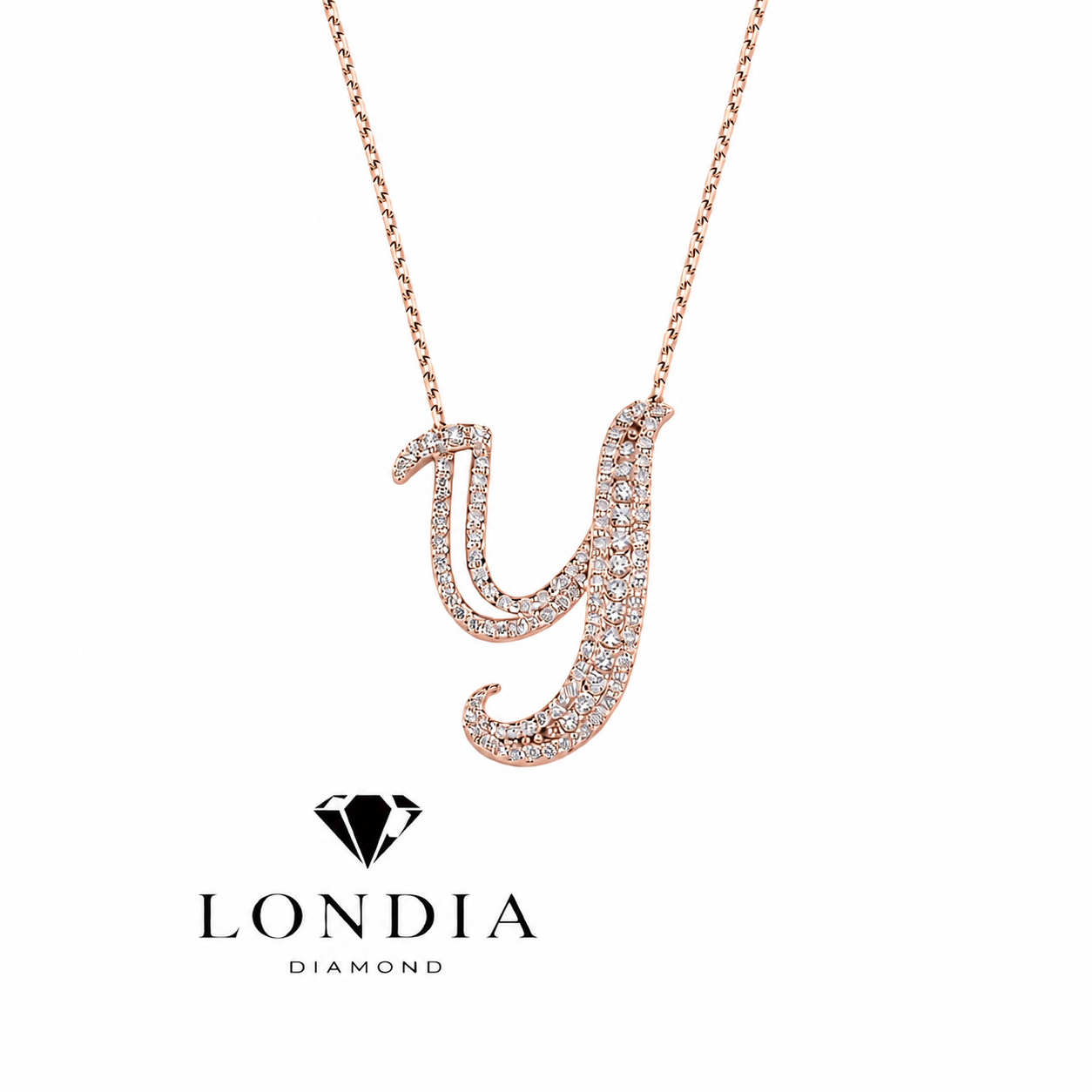 Personalized Royal Y Initial 0.50 Carat Natural Diamond Necklace