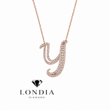 Personalized Royal Y Initial 0.50 Carat Natural Diamond Necklace