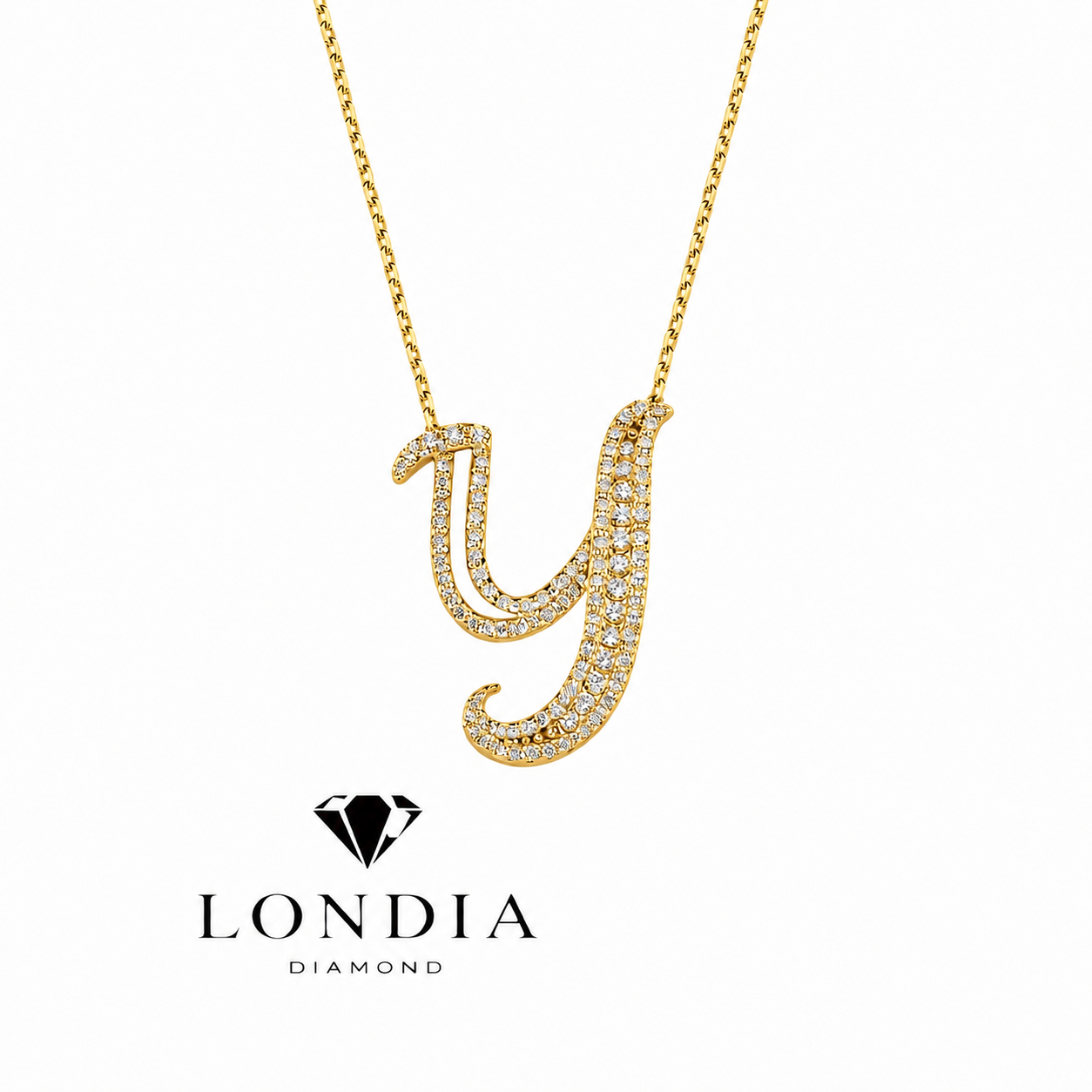 Personalized Royal Y Initial 0.50 Carat Natural Diamond Necklace