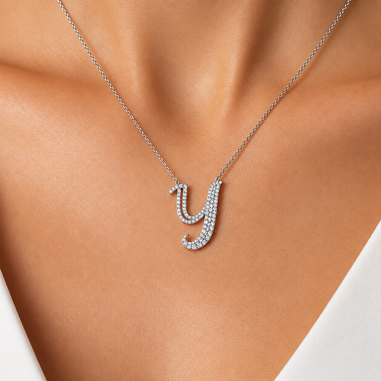 Personalized Royal Y Initial 0.50 Carat Natural Diamond Necklace