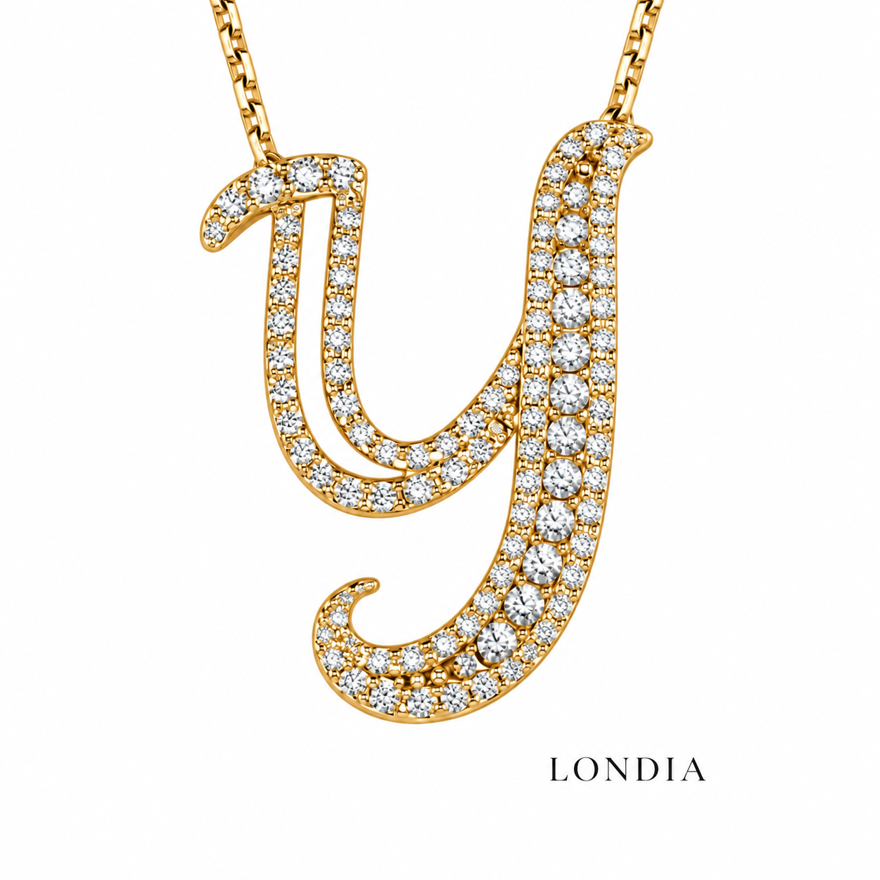Personalized Royal Y Initial 0.50 Carat Natural Diamond Necklace