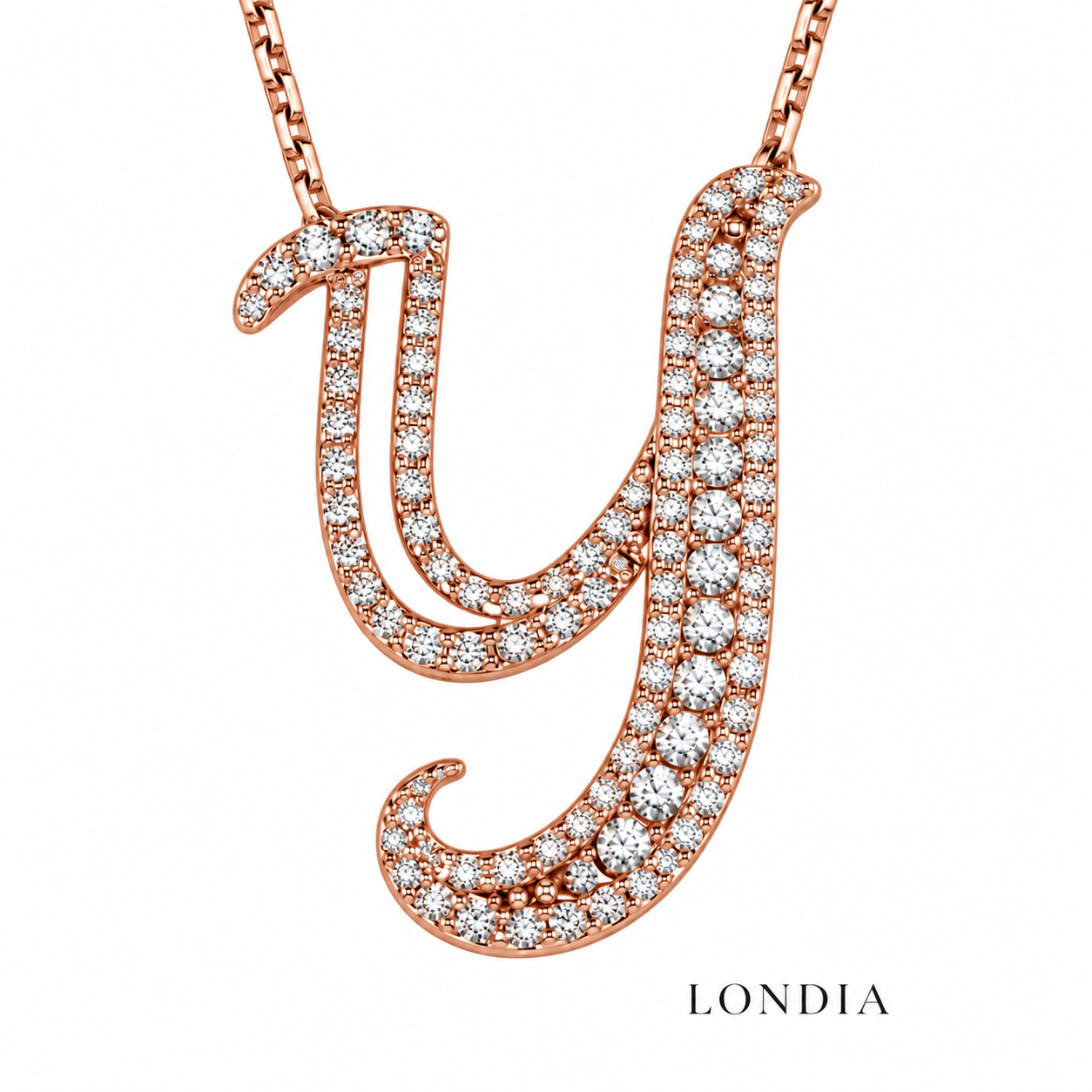 Personalized Royal Y Initial 0.50 Carat Natural Diamond Necklace