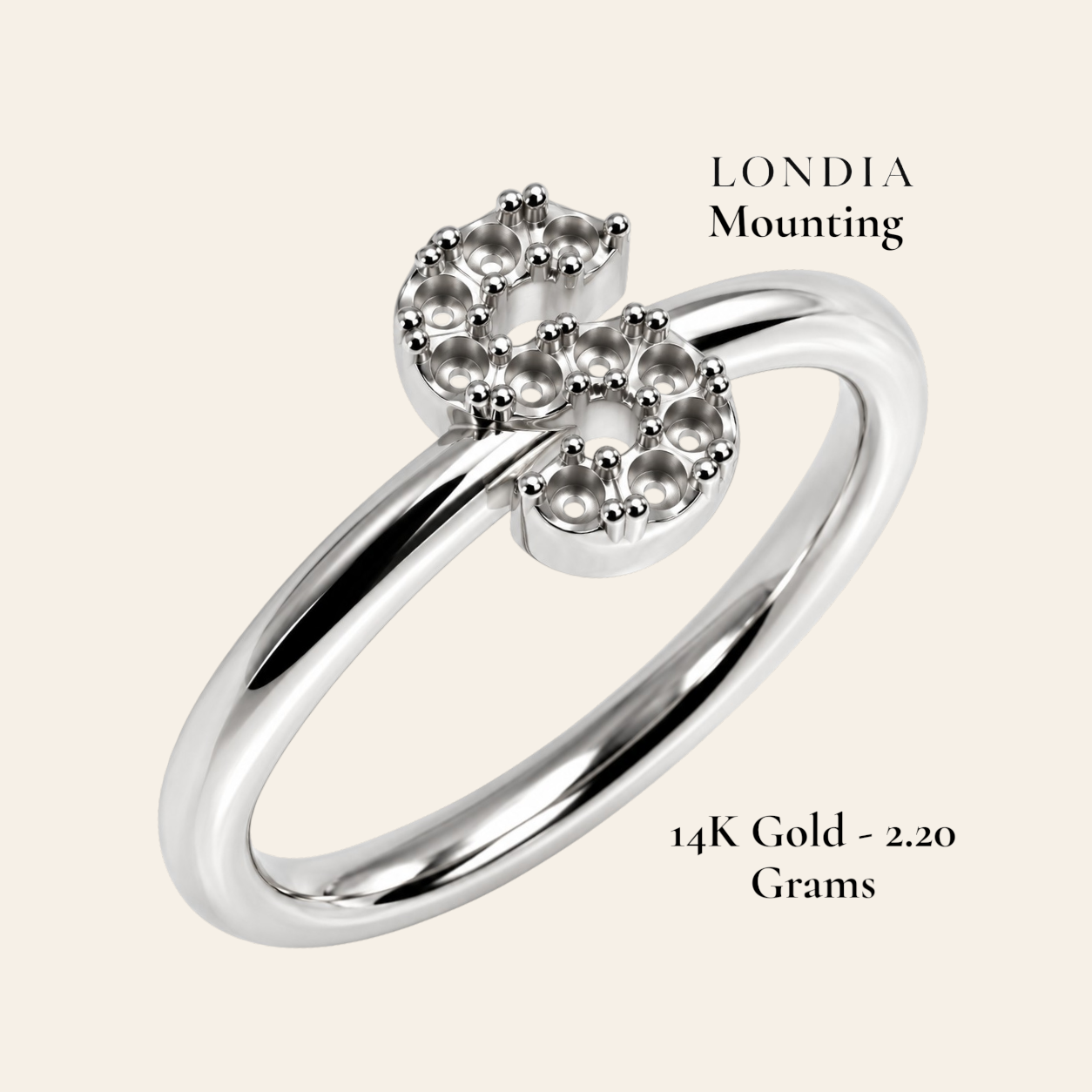 Personalized S Initial 0.10 Ct. Ring Mounting 14K Gold
