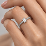 0.65 Ct. F Color HRD Certified Emerald Cut Diamond Side Stone Ring