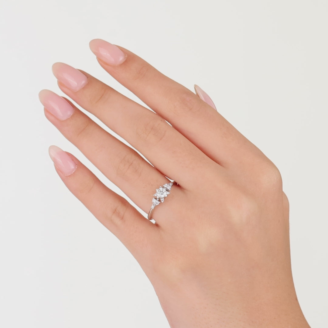 0.45 Ct. Natural Round Cut Diamond Vintage Design ''Blossom'' Ring in 18K Gold