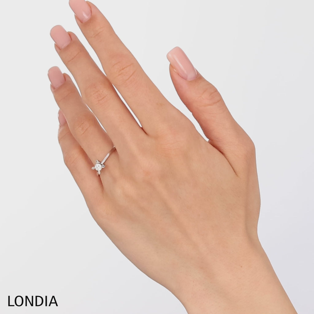 0.25 Ct. Natural Diamond Solitaire ''Butterfly'' Ring in 14K Gold