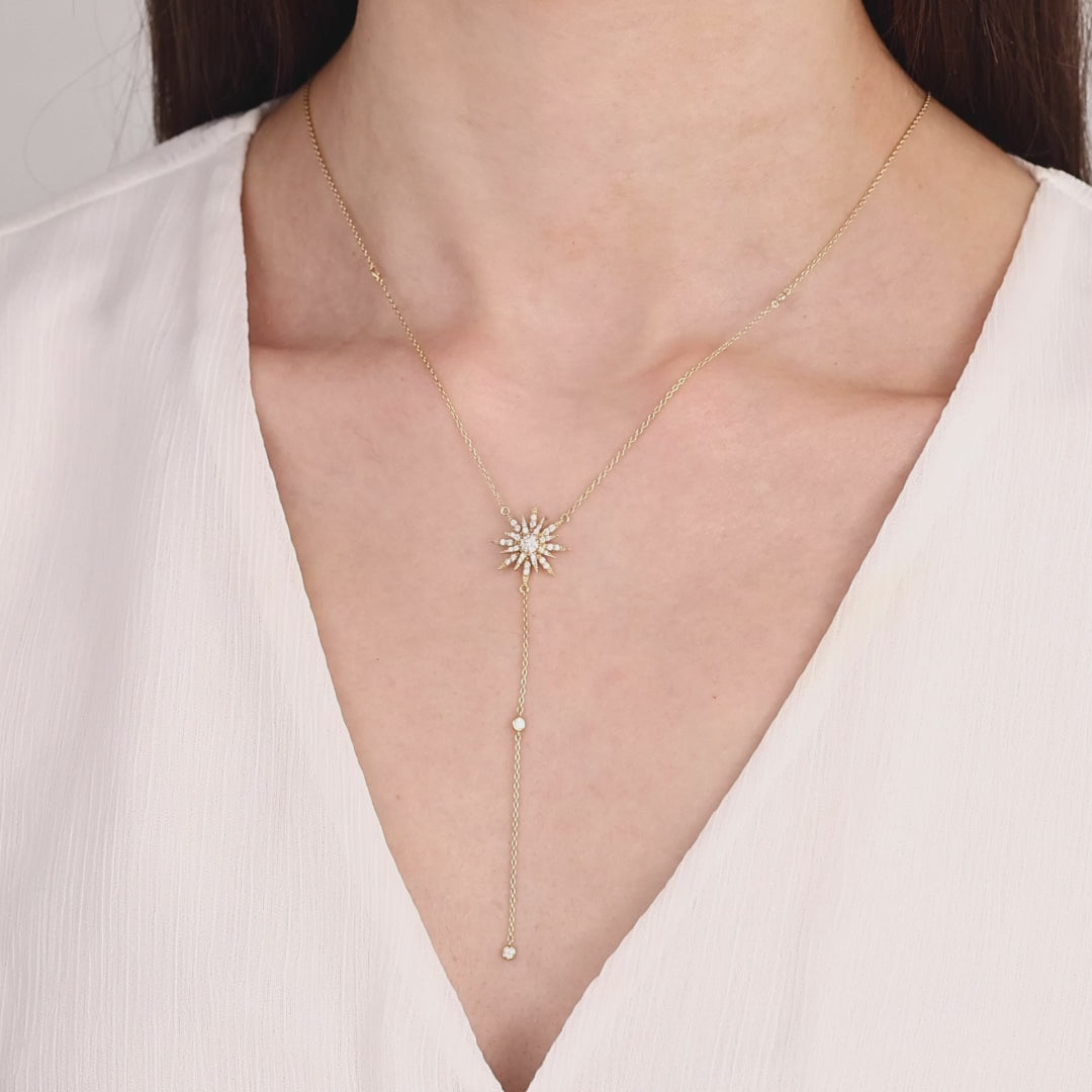 0.35 Carat Natural Diamond Star Design Necklace