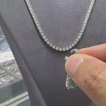 4.70 Carat Natural Emerald and Diamond Design Charm Necklace