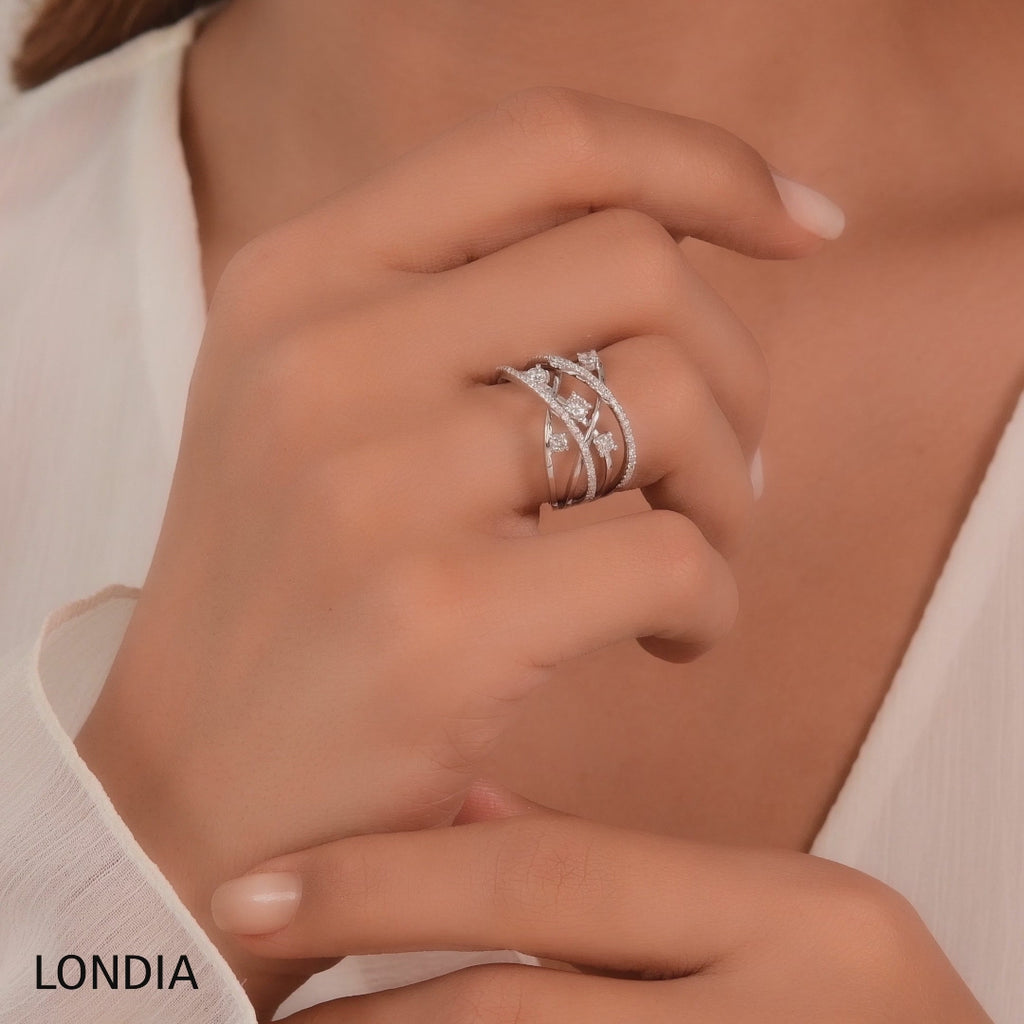 0.75 ct. Natural Diamond Line Design Ring in 18k Fine Gold