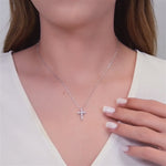 0.35 ct. Diamond Chalice Design Cross Necklace 14K Fine Gold