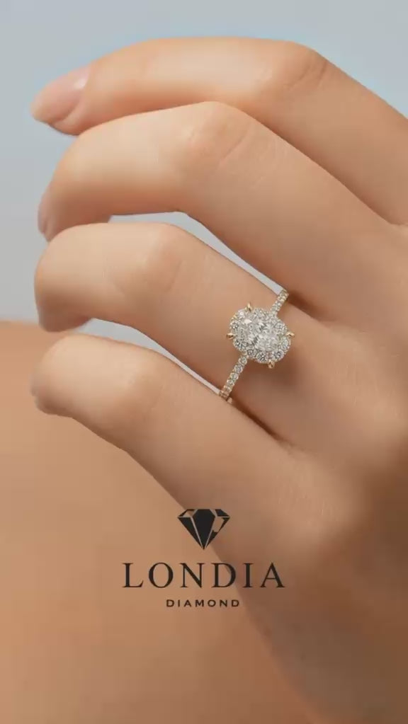 0.70 Ct. Magic Oval Natural Diamond Side-Stone Ring, 1 Carat Look