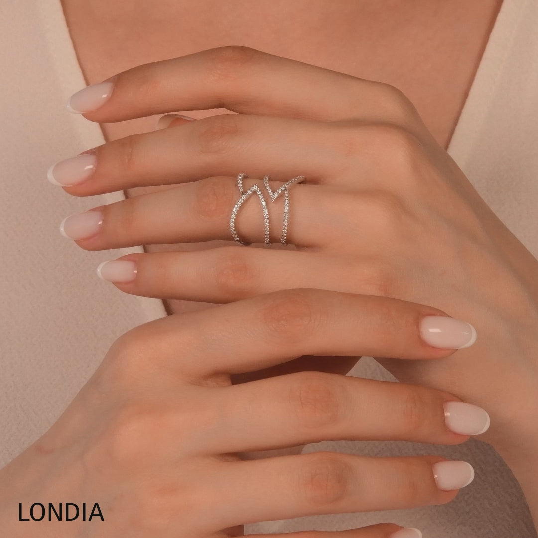 0.55 Ct. Natural Diamond Line Zyra Design Ring in 18K Gold