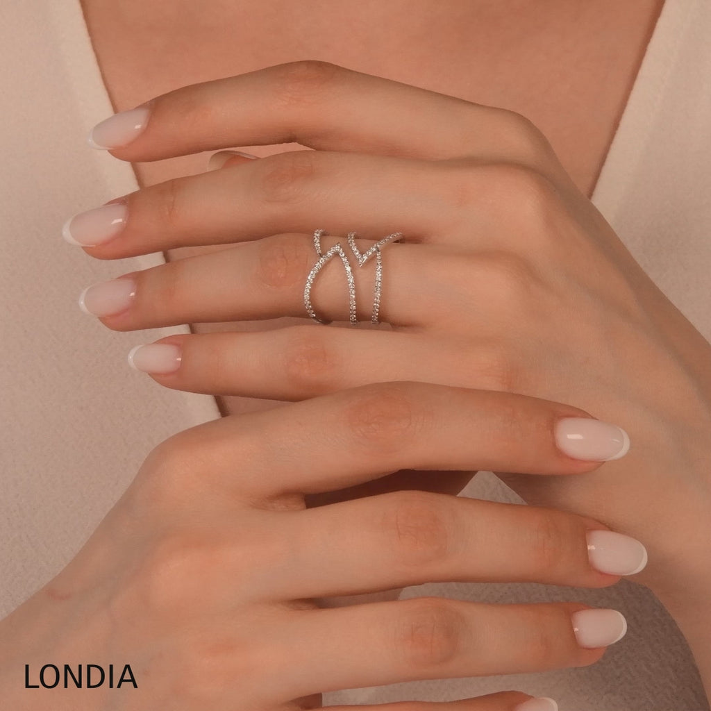 0.55 Ct. Natural Diamond Line Zyra Design Ring in 18K Gold