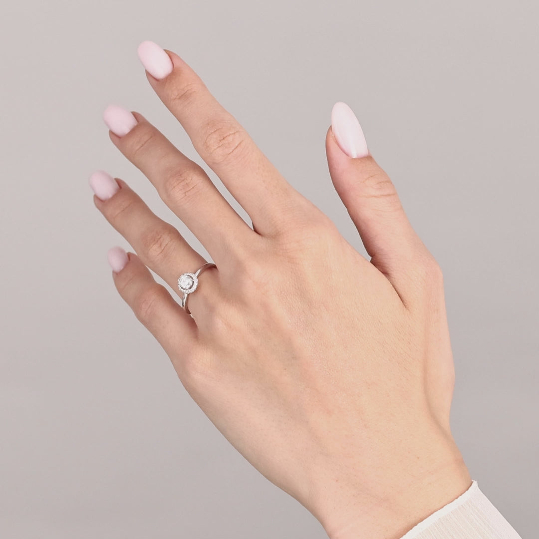 0.55 Ct. Natural Diamond Embrace Halo Design Ring in 14K Gold