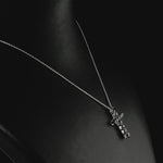 1.80 ct. Black Diamond Chalice Design Cross Necklace 14K Fine Gold