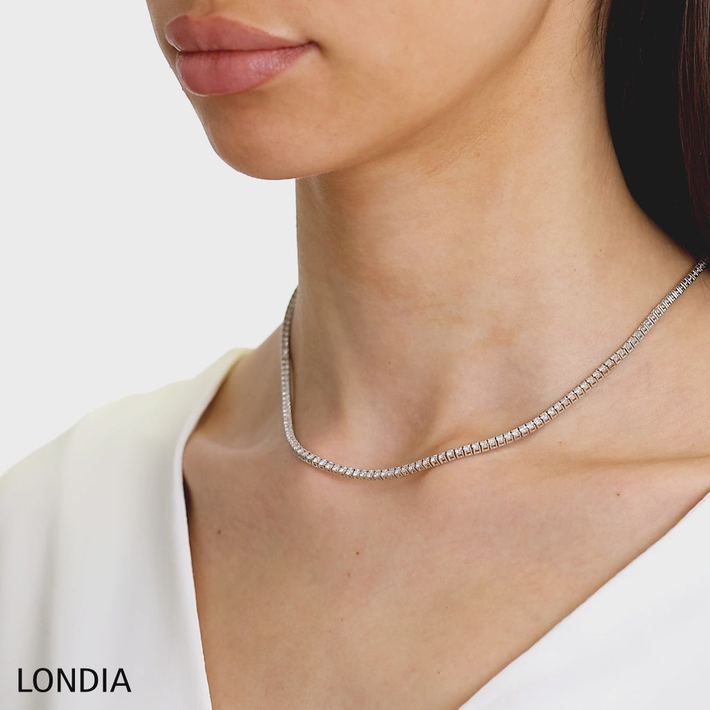 10.00 CTW Diamond Tennis Necklace 18K Fine Gold