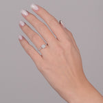 0.45 Ct. Natural Diamond Halo Design Side Stone Ring in 14K Gold