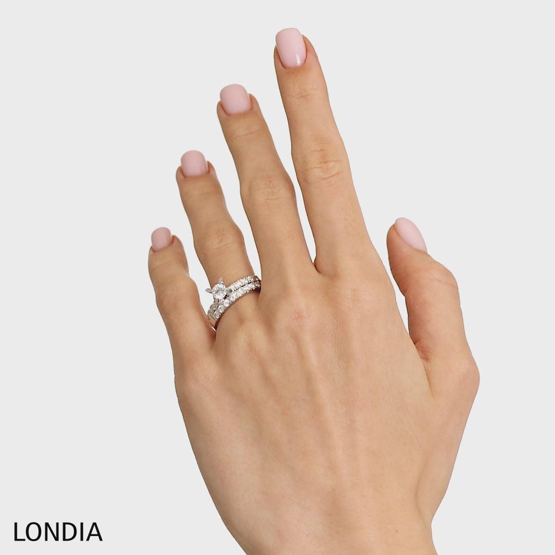 1.35 CTW Diamond Londia Bridal Ring Sets 18k Fine Gold