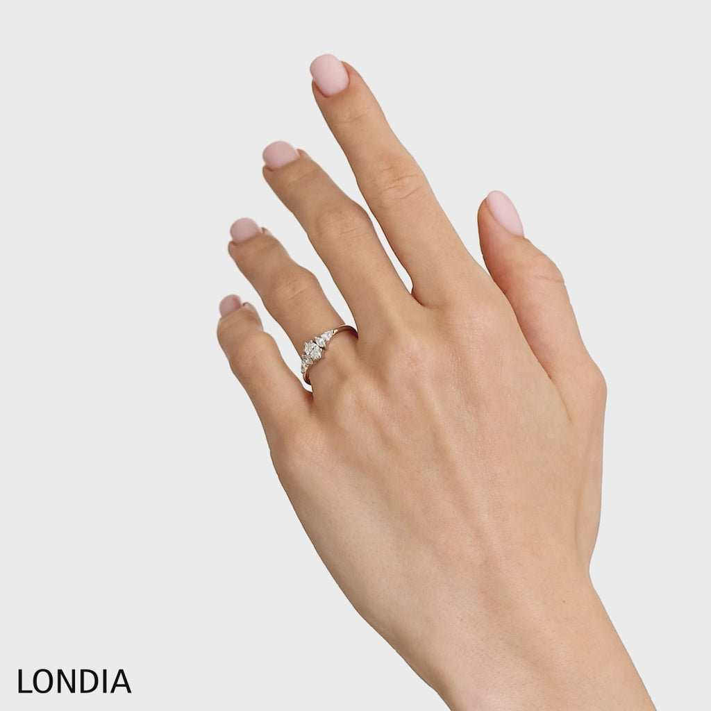 0.60 Ct. Natural Oval Diamond ''Side Stone'' Ring in 14K Gold