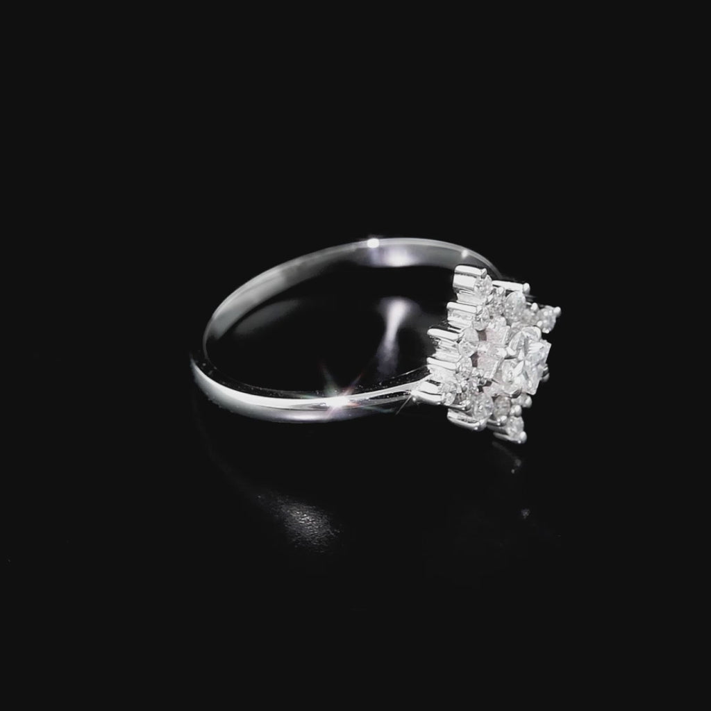 0.35 Ct. Natural Princess Cut Diamond Vintage Design ''Regalia'' Ring in 14K Gold