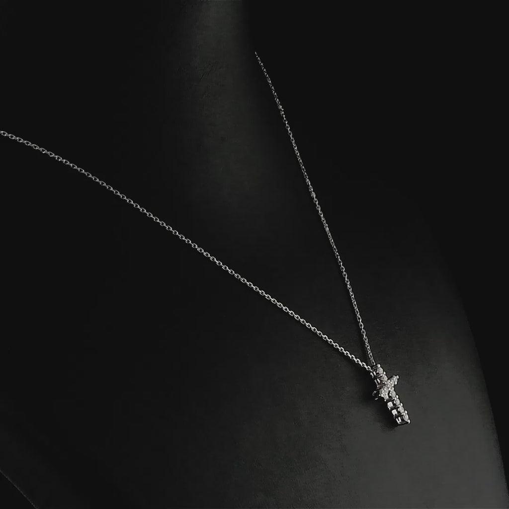 0.35 ct. Diamond Chalice Design Cross Necklace 14K Fine Gold