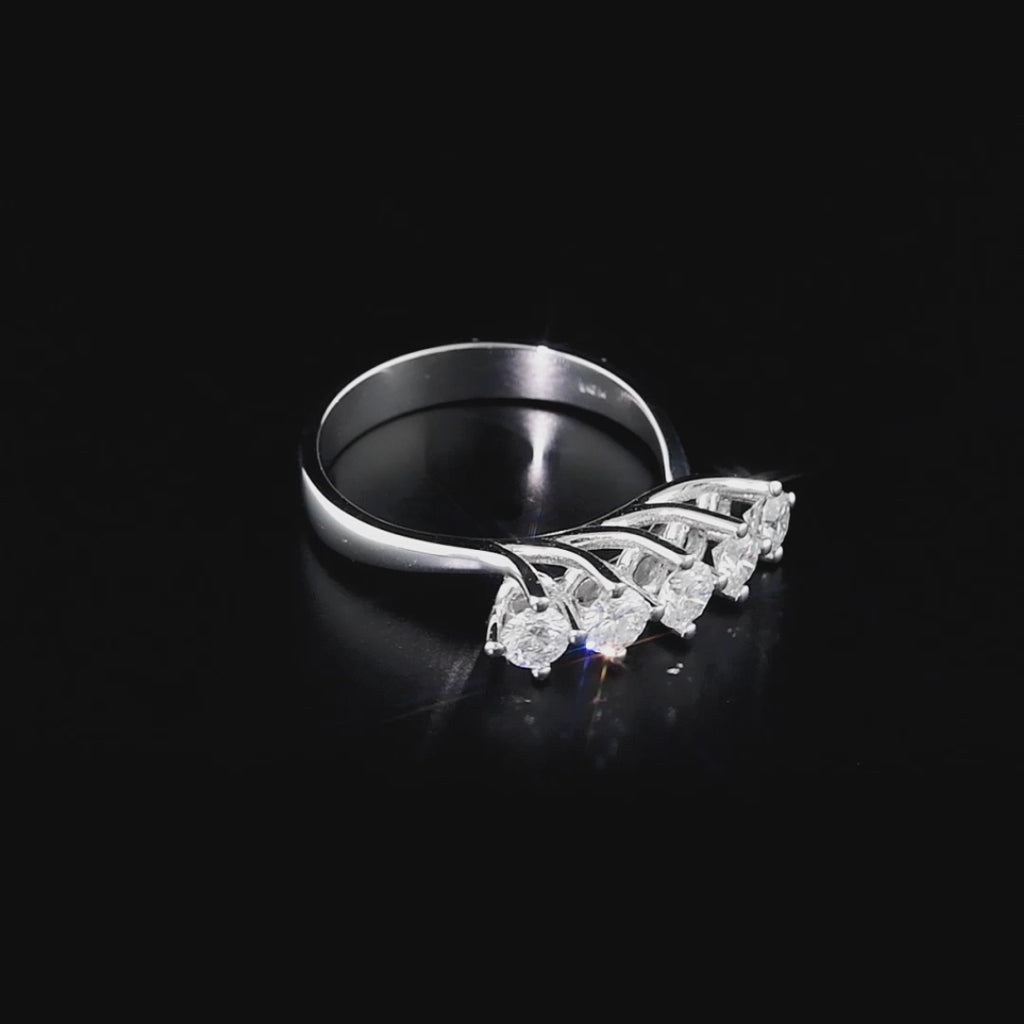 0.75 ct. Diamond ''Wave'' Design Five Stone Ring in 14K Fine Gold