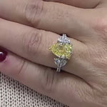 0.70 Ct. ''Fancy Yellow Quartz'' Design Ring With Natural Diamond