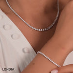 4.00 CTW Diamond Crown Design Graduated Tennis Necklace 14k Fine Gold