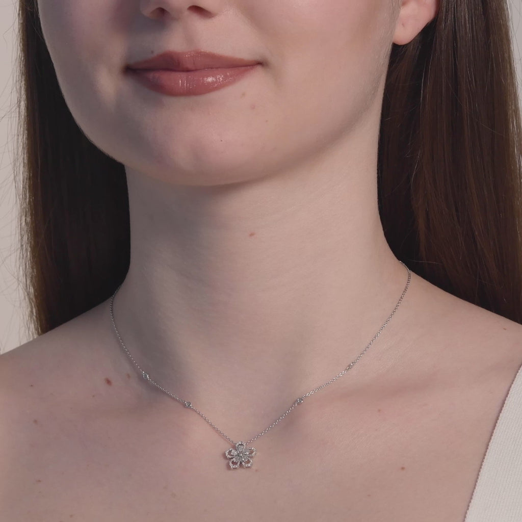 0.40 Carat Natural Diamond Sakura Design Necklace